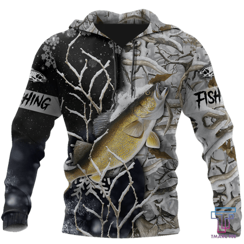  Walleye ice fishing gear shirt D all over printing shirts for men and women