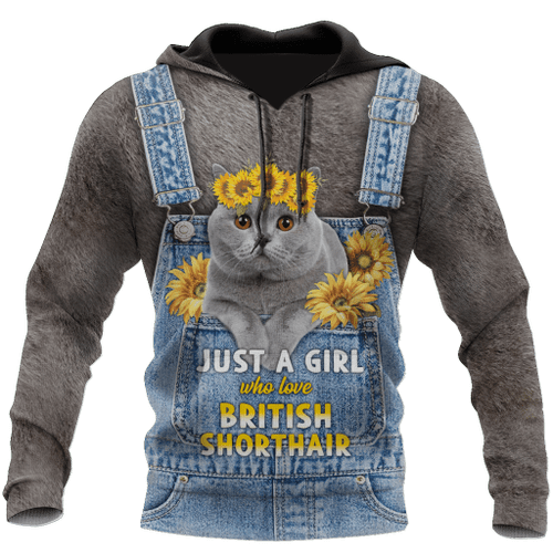  Love Cat Just a girl British Shorthair face hair D all over shirts for women