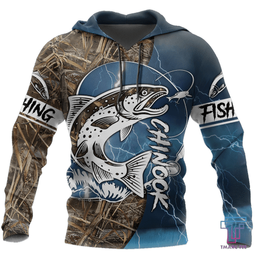  Chinook Fishing Salmon camo all over printed shirts for men and women blue color