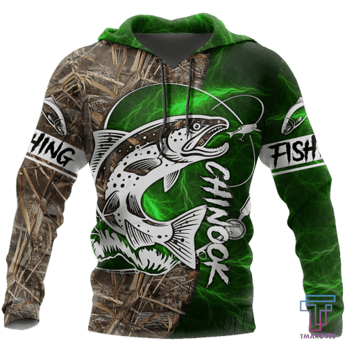  Chinook Fishing Salmon camo all over printed shirts for men and women green color