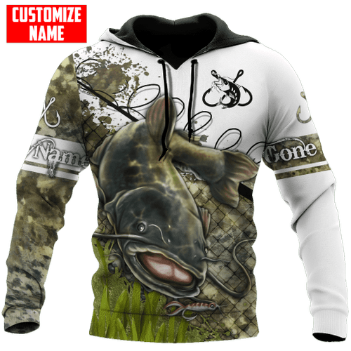  Customized Name Catfish Camo Gone Fishing All Over Printed Shirts