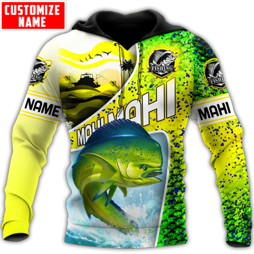  Custom name Mahi-mahi fishing scales design d print shirts