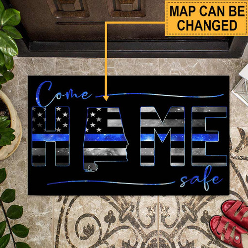 Custom Map Come Home Safe - Police Personalized Door Mat