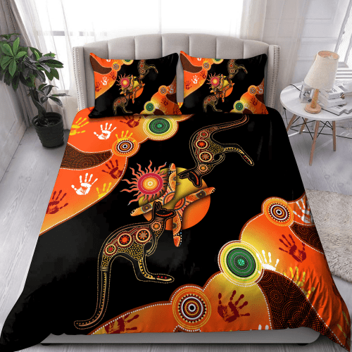 Aboriginal art Doona cover Orange Kangaroo Naidoc Week Bedding Set 