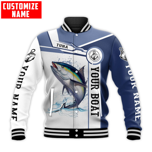  Custom name Tuna fishing Catch and Release D Design Fishing Baseball Jacket