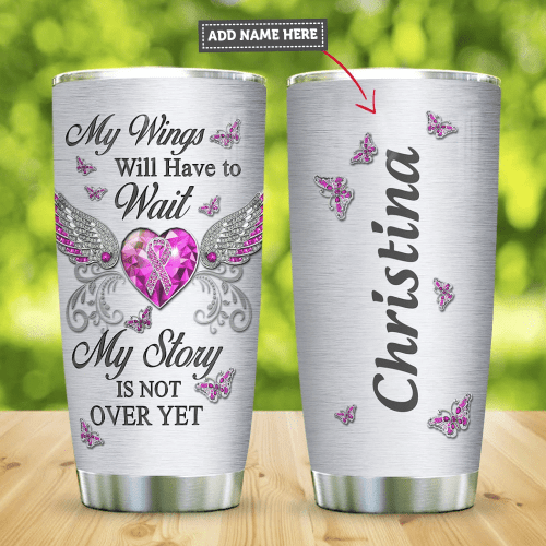  Custom name Breast Cancer Awareness Jewelry Style Stainless Steel Tumbler