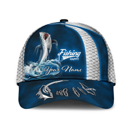  Custom Name Shark Fishing hat Hook D Painting print Cap