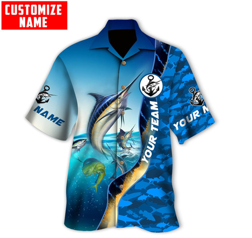  Custom name Marlin fishing Team Billfish D Design Fishing Hawaii Shirt