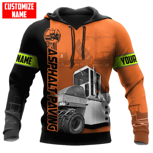 Asphalt Paving Roller Orange Custom name shirts for men and women 