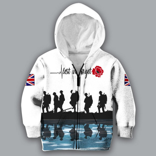  Lest we forget Anzac Day UK D print shirts for Kids