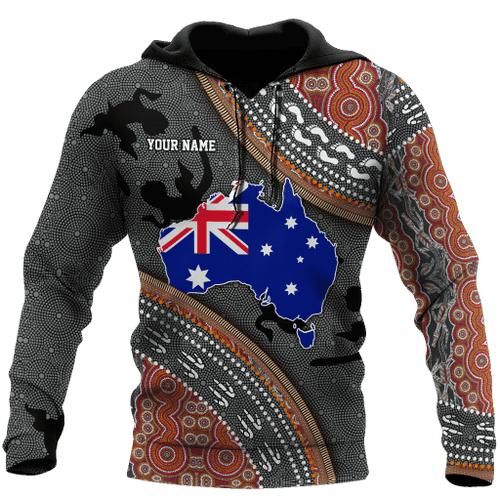  Custom name Australian Flag Aboriginal dots Zip pattern shirts