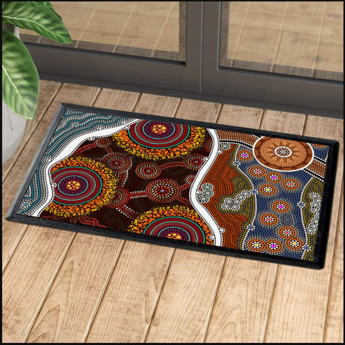  Aboriginal Decors Australian Gifts Brown Circle Dots Door Mat TNA