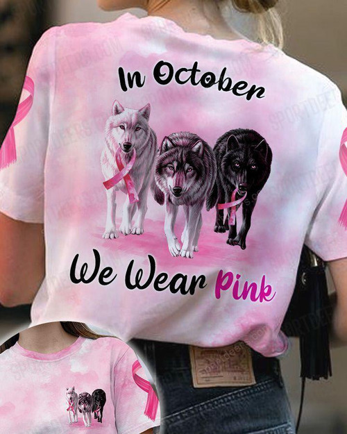  WOLF - Wear Pink - Breast Cancer Awareness Tshirt