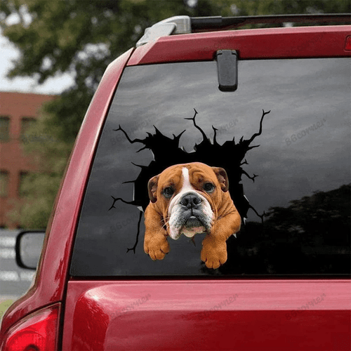 Bulldog Cracked Car Decal Sticker