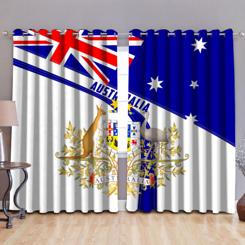 Australia Flag Coat Of Arm Printed Curtain 