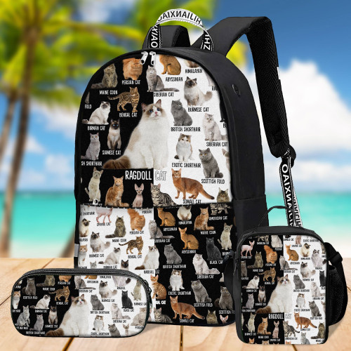  Love Cat Breeds World D Design Printed Backpack