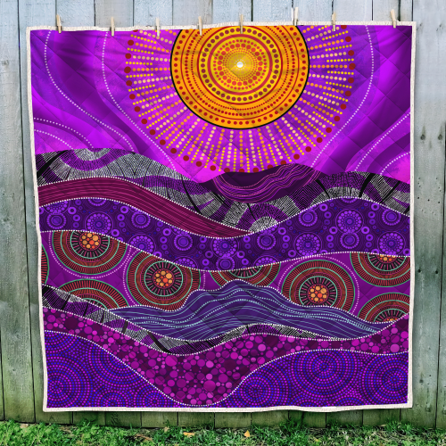  Aboriginal Decors Australian Gifts the purple sun Quilt MH