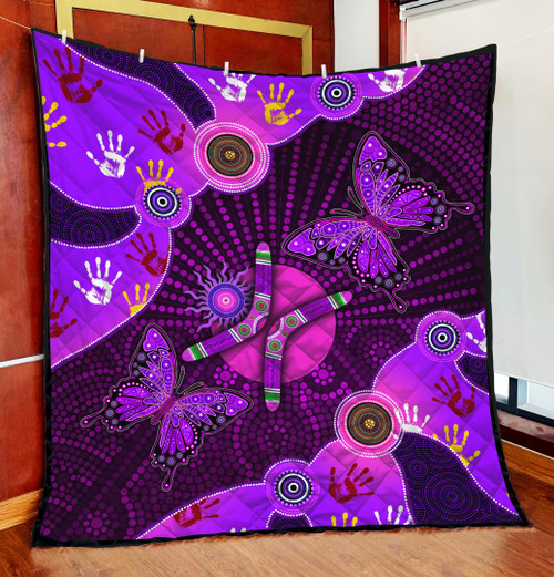  Aboriginal Naidoc Week Purple Butterflies Quilt
