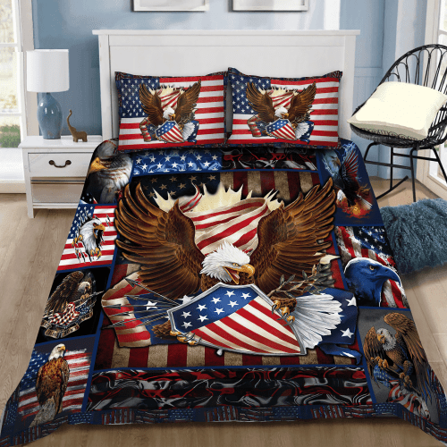 US Patriotic Eagle Bedding Set Proud Military