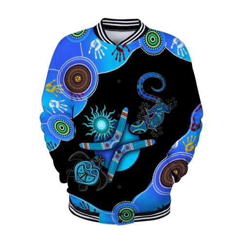  Aboriginal Naidoc Week Blue Turtle Lizard Baseball Jacket