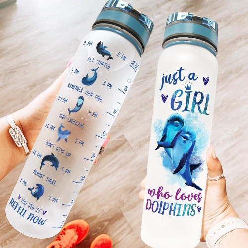  Just a girls who loves Dolphins Fishing Gifts Water Bottle