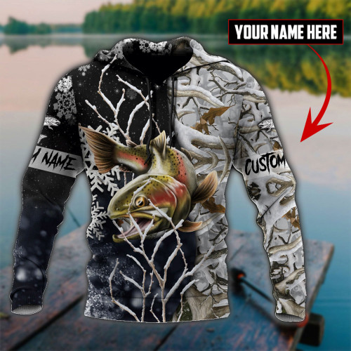  Custom name Trout-Salmon Fishing Ice Fishing D painting printed shirts