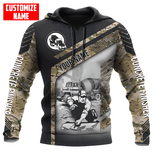 Concrete Finisher with Poured concrete Camo Custom name Printed Shirts 