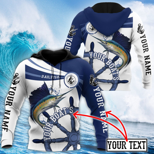  Custom name Sailfish fishing boat team Catch and Release D Design print shirts