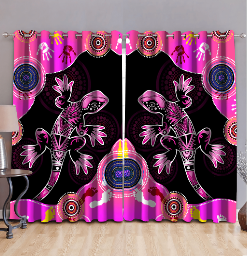 Aboriginal Lizard Pink Dreamtime Home Decor Curtains 