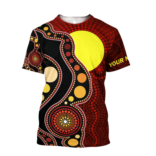  Custom name Aboriginal Flag Circle Dot Painting Art summer shirts