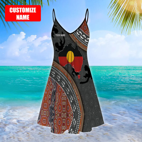  Custom name Aboriginal dots Zip pattern Beach Dress
