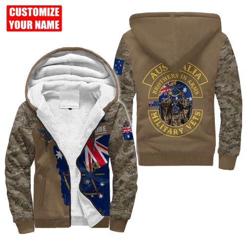  Custom name Australia Army Brothers in arms AU D Fleece Zip-Up Anzac Day