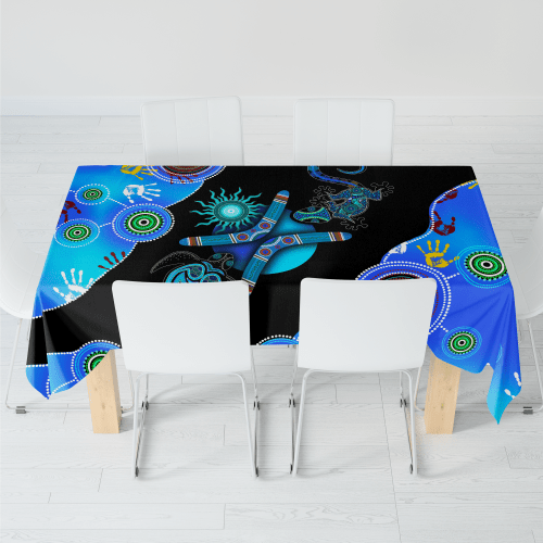  Aboriginal Naidoc Week Blue Turtle Lizard full color printing Tablecloth 