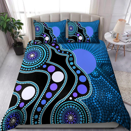  Aboriginal Art Flag Circle Dot Blue print Bedding set