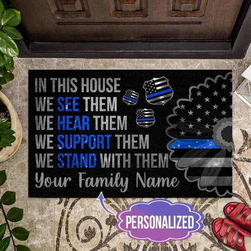  Custom name In This House - Police Personalized Door Mat
