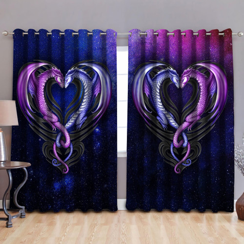  Loving Couple Dragon Art Window Curtains DQB-TQH
