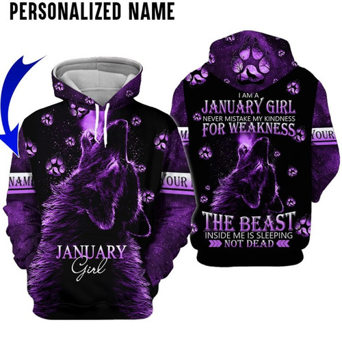  Customized Name Wolf Girl Unisex Shirts