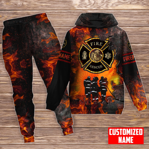  Personalized Name Firefighter D Combo Hoodie and Sweatpants