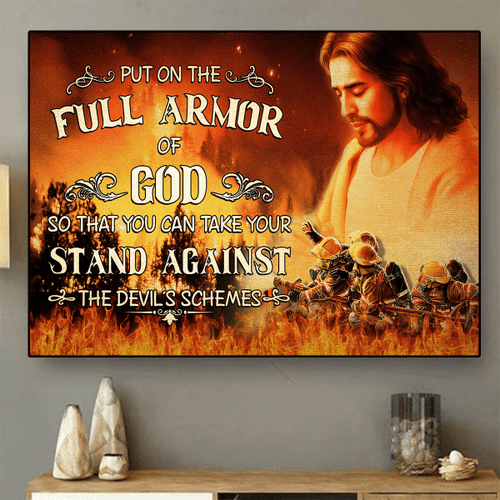  Full Armor Of God Firefighter Horizontal Canvas - Wall Art Poster
