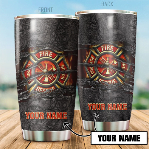  Firefighter Symbol Customize Name Stainless Steel Tumbler MH