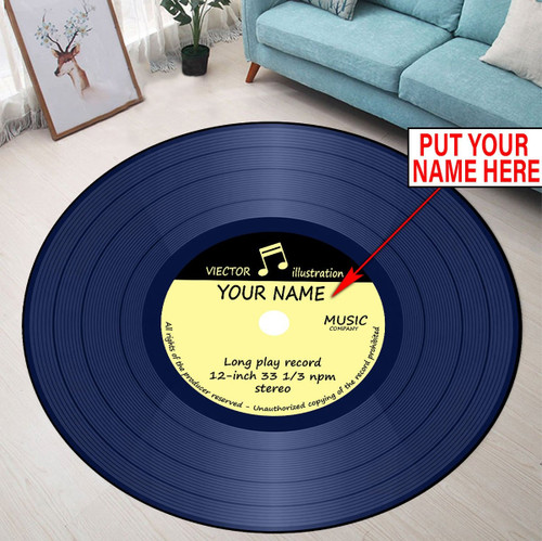  Customize Name Vinyl Record Circle Rug