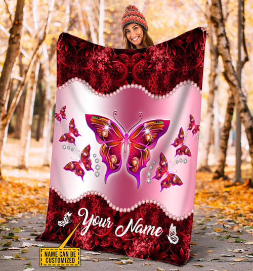  Butterfly Personalized Blanket Red Color
