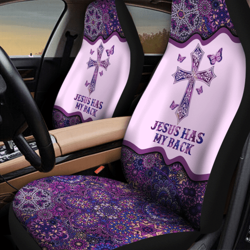  Customized Name Jesus Has My Back Car Seat Covers PD