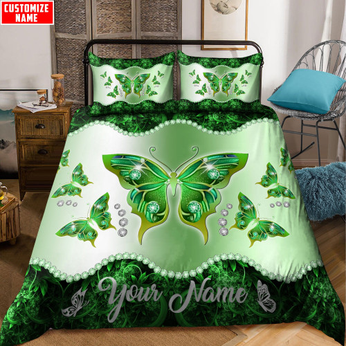  Butterfly Personalized Bedding Set Green Color