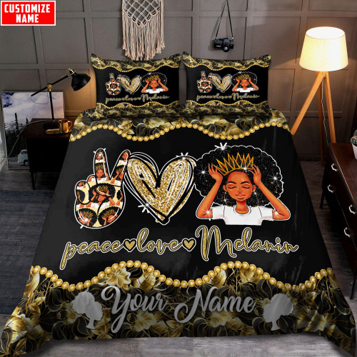 Juneteenth  Personalized Black Girl Melanin African Bedding Set