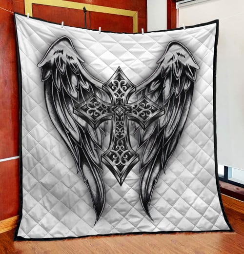  Jesus Christ Cross and Wings D Printed Quilt