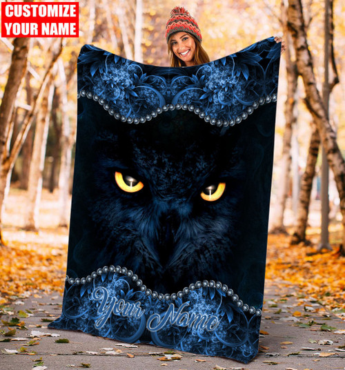  Personalized Owl Blue Blanket