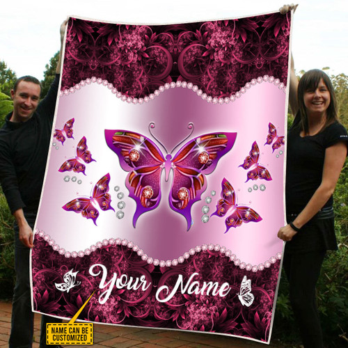  Butterfly Personalized Blanket Pink Color