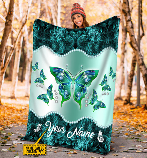  Butterfly Personalized Blanket Turquoise Color
