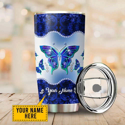 Personalized  Butterfly Blue Steel Stainless Tumbler